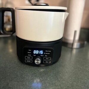 NEW NIB GreenPan 6 Cup Nonstick 10-in-1 Digital Electric Cooker in Cream QVC